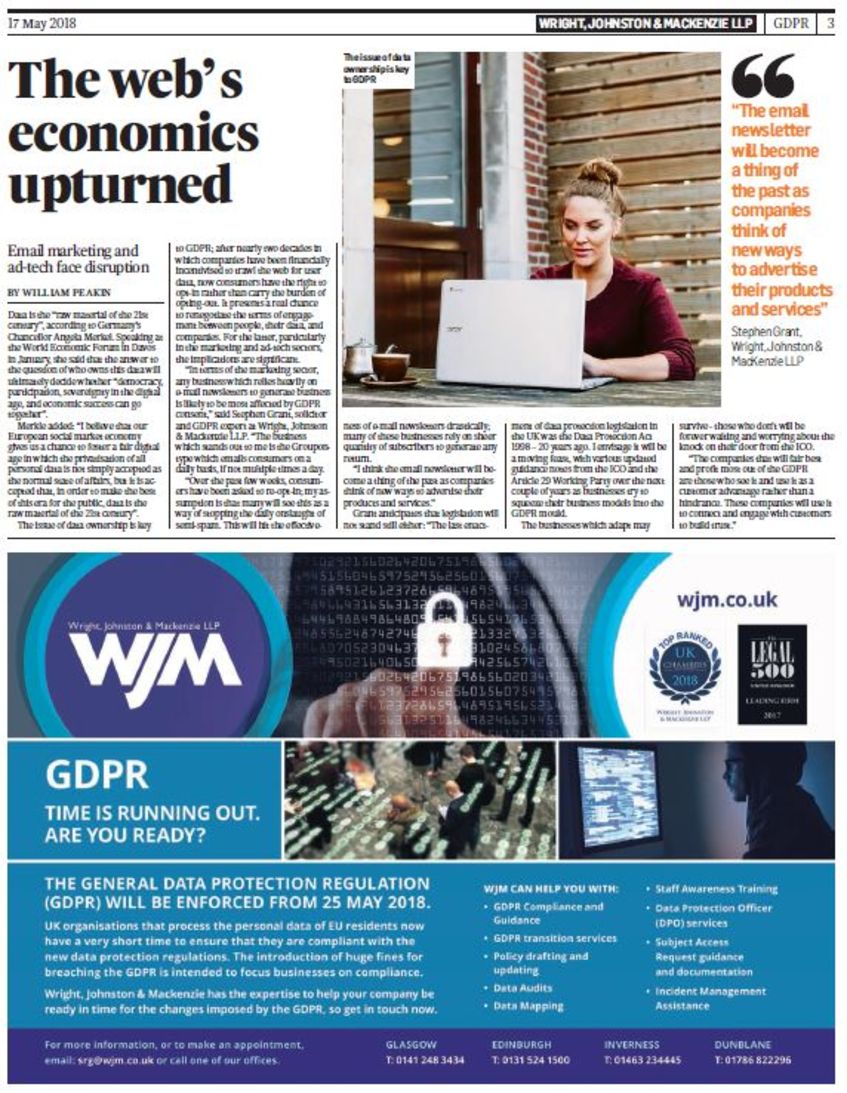 Stephen Grant Talks GDPR in The Times Scotland 