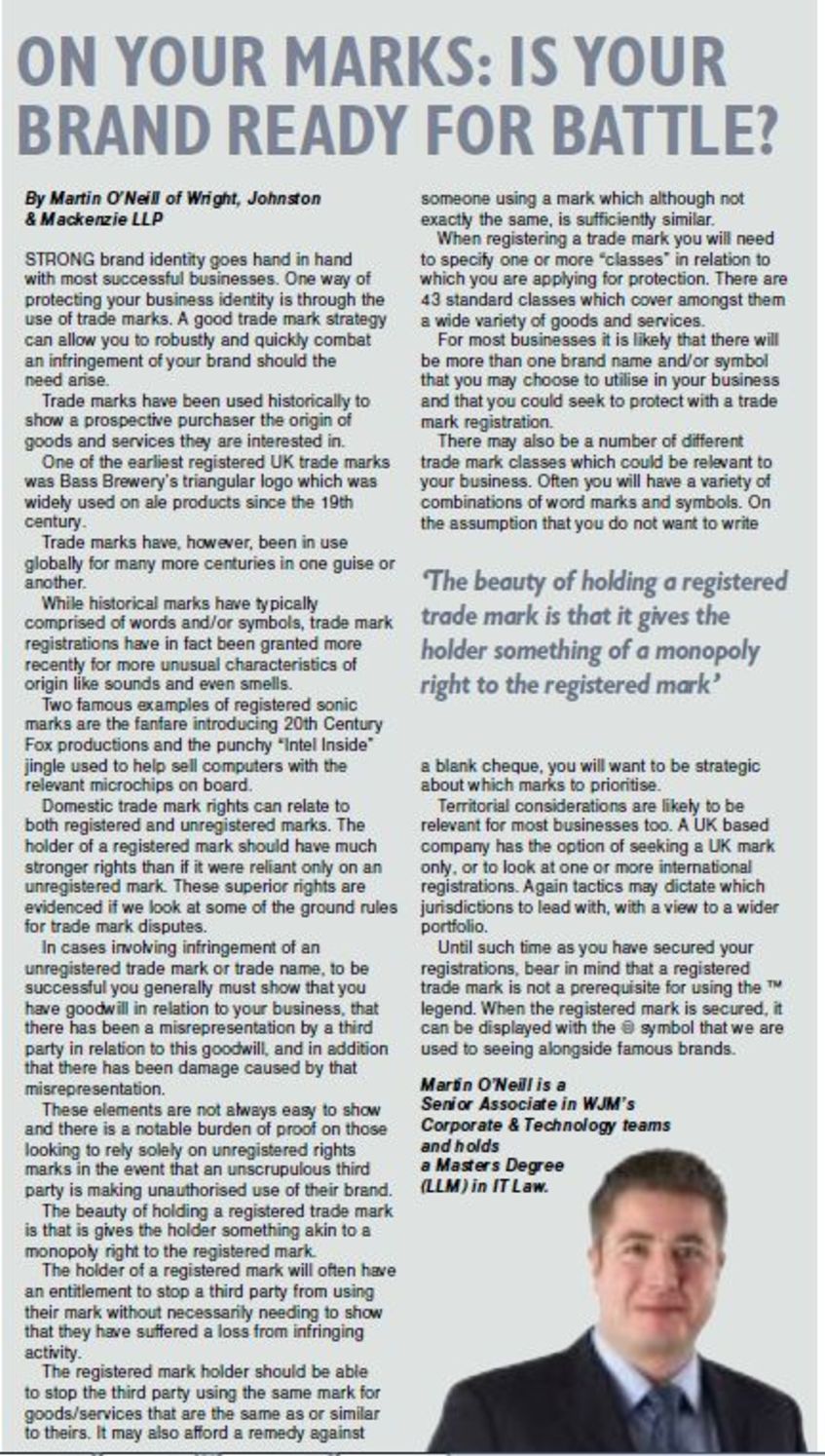 Martin O'Neill Writes for The Herald's Innovations and IP Special Report 