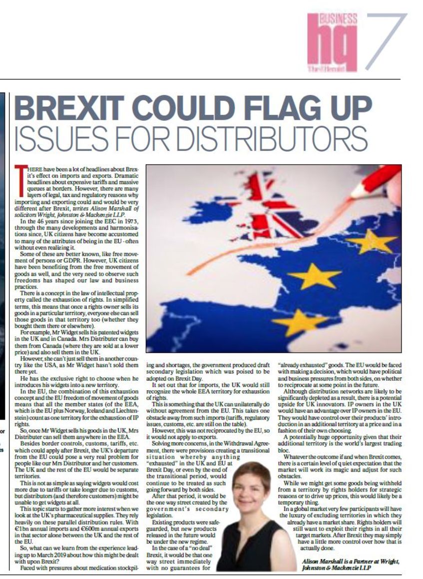 BREXIT COULD FLAG UP ISSUES FOR DISTRIBUTORS 